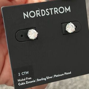 cubic zirconia earrings sterling silver platinum plated 2ctw